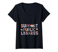 Womens Support Public Libraries Free Knowledge Access Banned Books V-Neck T-Shirt
