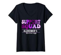 Women's Support Squad Alzheimer's Awareness Dementia Alzheimer V-Neck T-Shirt