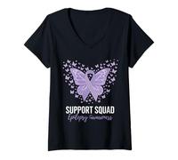 Women's Support Squad Epilepsy Awareness V-Neck T-Shirt