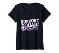Women's Support Squad Epilepsy Awareness V-Neck T-Shirt