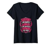 Women's Support The Fighters Breast Cancer Survivors Pink Ribbon V-Neck T-Shirt