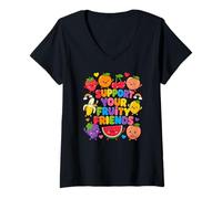 Women's Support Your Fruity Friends Kawaii V-Neck T-Shirt