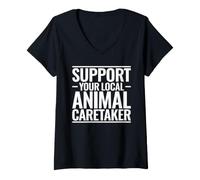 Women's Support Your Local Animal Caretaker V-Neck T-Shirt
