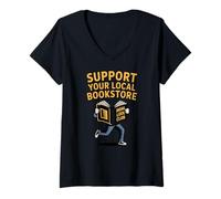 Women's Support Your Local Bookstore Indie Bookshop Club V-Neck T-Shirt