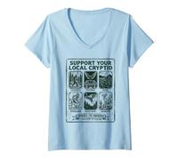 Women's Support Your Local Cryptid Folklore Creatures Halloween V-Neck T-Shirt