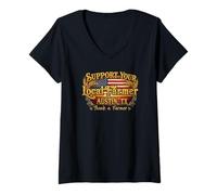 Womens Support Your Local Farmers - Austin, Texas V-Neck T-Shirt