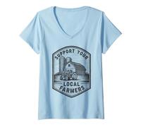 Women's Support Your Local Farmers Markets Farming V-Neck T-Shirt
