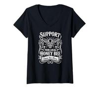 Women's Support Your Local Honey Bee Save The Bees V-Neck T-Shirt