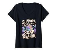 Women's Support Your Local Soap Dealer Making Handmade V-Neck T-Shirt