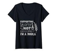 Womens SUPPORTING BIRTH NOT DELIVERING IT - PROUD DOULA STYLE V-Neck T-Shirt