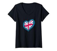 Womens supporting UK entry into euro music competition heart flag V-Neck T-Shirt