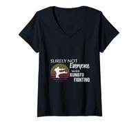 Womens Surely Not Everyone was Kung Fu Fighting Funny Martial Arts V-Neck T-Shirt