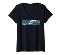 Womens Surfer Wave Vintage Surfboard Surfing for Surfers V-Neck T-Shirt