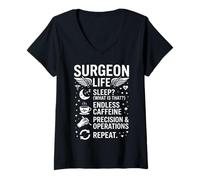 Women's Surgeon Life Sleep Caffeine Precision Operations Repeat Art V-Neck T-Shirt