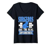 Womens Surgeons are The Genuine Life Saving Superheroes V-Neck T-Shirt