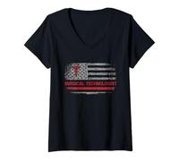 Womens Surgical Technologist Surgical Tech Nurse US American Flag V-Neck T-Shirt