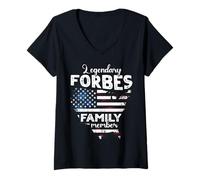Womens Surname Forbes US Flag Forbes Last Name Forbes V-Neck T-Shirt