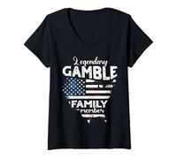 Womens Surname Gamble US Flag Gamble Last Name Gamble V-Neck T-Shirt