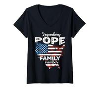 Women's Surname Pope US Flag Pope Last Name Pope V-Neck T-Shirt