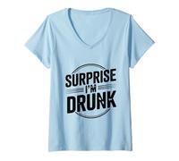 Womens Surprise I'm Drunk Funny Drinking Humor V-Neck T-Shirt