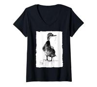 Womens Surreal Duck Abstract Dripping Paint Street Art V-Neck T-Shirt