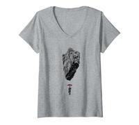 Womens Surreal Floating Rock Minimalist Absurdist Art Design V-Neck T-Shirt