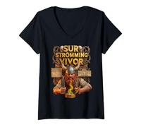 Women's Surstromming Survivor Viking V-Neck T-Shirt