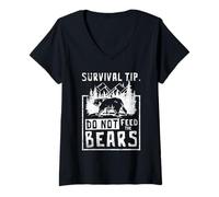 Women's Survival Funny Bear Outdoor Bushcraft Adventure V-Neck T-Shirt