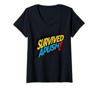 Women's Survived Apush 2026 Funny AP US History Exam Survivor Humor V-Neck T-Shirt