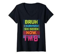 Women's Survived Six Seven 67 Brick Builder Bricks Building Blocks V-Neck T-Shirt