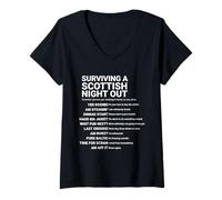 Women's Surviving a Scottish Night Out Funny Slang Phrases V-Neck T-Shirt