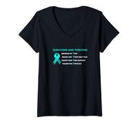 Womens Surviving and Thriving PTSD Trauma Mental Health Awareness V-Neck T-Shirt