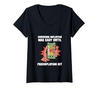 Womens Surviving Inflation Until Friendflation Hit Friendship Love V-Neck T-Shirt