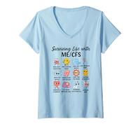 Womens Surviving Life with ME/CFS Cute Awareness Design V-Neck T-Shirt