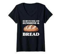 Womens Surviving On Sunshine and Bread V-Neck T-Shirt