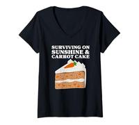 Womens Surviving on Sunshine and Carrot Cake V-Neck T-Shirt