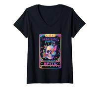 Womens Surviving Purely Out of Spite Skull Design V-Neck T-Shirt