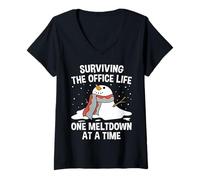 Womens Surviving The Office Life One Meltdown at a Time Funny V-Neck T-Shirt