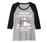 Womens Surviving The Waitress Life One Meltdown at a Time Funny Raglan Baseball Tee