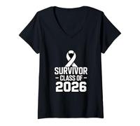 Women's Survivor Class of 2026 Lung Cancer Awareness V-Neck T-Shirt