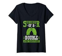 Women's Survivor of A Double Lung Transplant - Organ Donation V-Neck T-Shirt