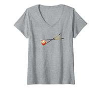 Womens Sushi Roll Piece in Chopsticks - Japanese Maki with Fish Roe V-Neck T-Shirt