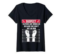 Womens Suspect Clothes are Wrinkled Because she Won't Buy an Iron V-Neck T-Shirt