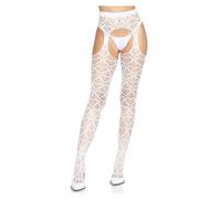 Women's suspender tights Leg Avenue Heart Net Blanc TU