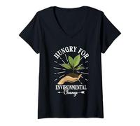 Women's Sustainable Earth Hungry for Environmental Change V-Neck T-Shirt