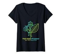 Women's Sustainable Technology Circuit Board Leaf Eco-Tech Process V-Neck T-Shirt
