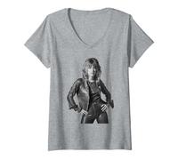 Womens Suzi Quatro Can The Can Singer by Allan Ballard V-Neck T-Shirt