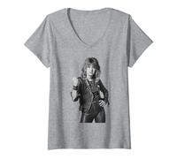 Womens Suzi Quatro Stumblin in Singer by Allan Ballard V-Neck T-Shirt