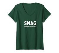 Womens Swag Saved with Amazing Christian Acronym Faith Graphi V-Neck T-Shirt
