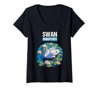 Womens Swan Whisperer. Swans Swan V-Neck T-Shirt